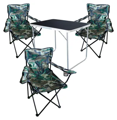 Image de set de camping 4 pièces table de camping 3 chaise de camping chaise pliante