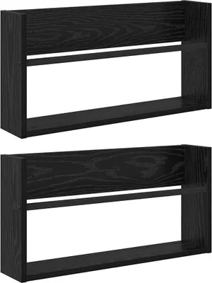 Zdjęcie produktu dla Regał na gazety z półką 2 pcs Czarny Dąb 60 x 12 x 30 cm