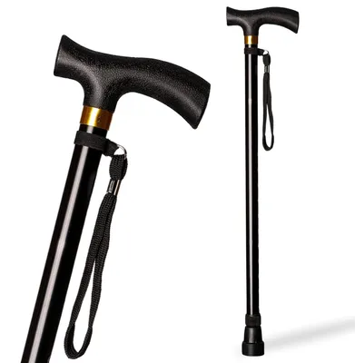 Image de Canne de marche - Aluminium - Réglable 74 à 95 cm - Noir