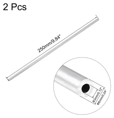Produktbild von 2 Stš¹ck Alurohr 6mm Au?endurchmesser 6063 Aluminium Rundrohr 3.0mm Innendurchmesser Alustange Hohlrohr Aluminium Gerade Rohr 250mm L?nge Aluminiumrohre Metallrohr Aluprofil Rohr