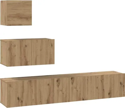 Image de vidaXL Meuble TV 4 pièces en bois composite chêne artisanal