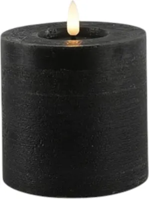 Produktbild von Countryfield LED-Stumpenkerze Schwarz Ø10×10 cm – Echtwachs, Timer, flackernd