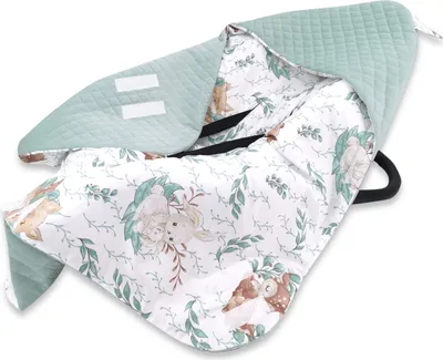 Produktbild von Baby-Delux Baby Einschlagdecke für Babyschale Autositz Kinderwagen 90x90cm für Winter Baumwolle Samt Märchenwald