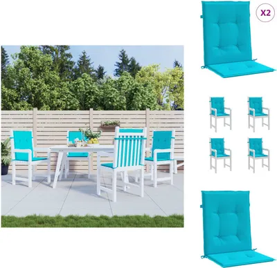 Image de vidaXL Coussin pour chaise à dossier bas 4 pcs. Tissu turquoise - coussin d'assise
