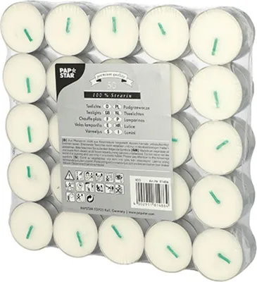 Produktbild von PAPSTAR Teelichter Durchmesser: 37,2 mm weiß 50 Stück