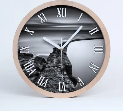 Produktbild von Holzuhr 30fi cm wanduhr - weiße Spitzen - Steiniger Strand