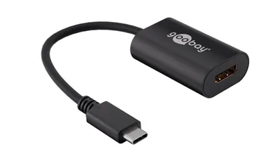 Produktbild von USB-C™-auf-HDMI™-Adapter, 0,2 m, schwarz 4K @ 60 Hz, USB 3.1, USB-C™-Stecker > HDMI™-Buchse