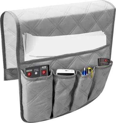 Produktbild von wasserdichtes Sofa Armlehnenlager Organisator 5 Taschen für Telefonbuchmagazine-Grau