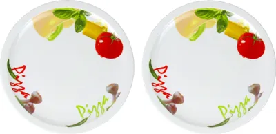 Produktbild von 2 Stück Pizzateller Ø 31cm aus Porzellan im Mediterranen Design