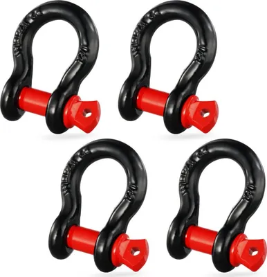 Image de lot de 4 manilles 1/2 D-Ring avec tige à visser 5/8 pouce - 17637 lbs de résistance à la rupture - Connecteurs haute résistance pour applications commerciales