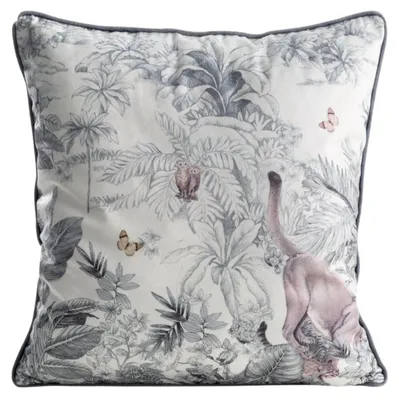 Image de EUROFIRANY | Housse de coussin décorative - Housse de coussin - Housse d'oreiller - 45 x 45 - blanc et gris - Housse de coussin - Motif animalier