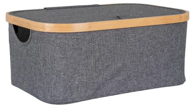 Imagen del producto de Cesta Noto de bambú y tela gris oscuro 38x26x16 cm
