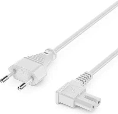 Produktbild von deleyCON 3,0m Netzkabel Stromkabel Strom Kabel Stecker Typ C Eurostecker auf C7 Buchse 90° Gewinkelt Euro-Netzkabel Kleingerätekabel Euro 8 TV Blu-Ray Haushaltsgeräte Netzteile - Weiß
