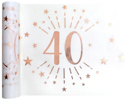 Produktbild von 40. Geburtstag roségold Tischläufer 5 m x 30 cm Zahl 40