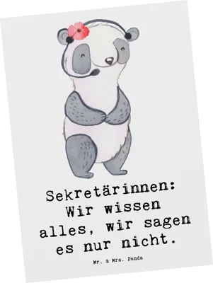 Produktbild von Mr. & Mrs. Panda Postkarte Sekretärin Geheimnisträgerin - Weiß - Geschenk, Beruf, Geschenke für Berufstätige, bildkarte, Termine, handgefertigte, Chefetage, Ansichtskarte