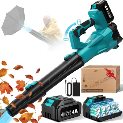 Produktbild von Akku Laubbläser 6 einstellbare Geschwindigkeiten mit 2x 4,0Ah Akku und Ladegerät Kabellos laubbläser, für Haus, Garten, Gewerbe –Ein Geschenk für alle
