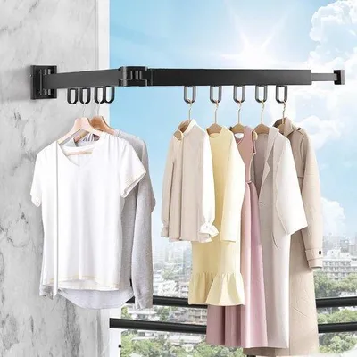 Immagine prodotto di Appendiabiti da 90 cm, estraibile e pieghevole, con 12 ganci, per balcone e camera da letto