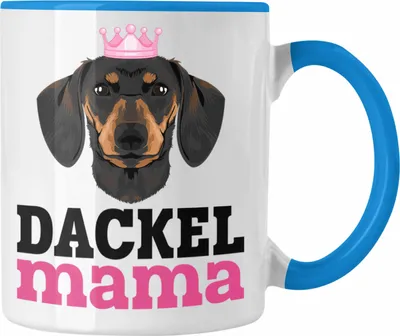 Produktbild von Trendation - Dackel Tasse Geschenke Dachshund Rauhaardackel Lustig Dackel Mama (Blau)