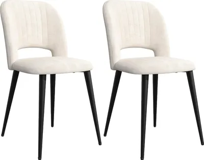 Produktbild von Esszimmerstühle 2er Set,Schminktisch Stuhl Wohnzimmerstuhl Samt Sessel Küchenstuhl Polsterstuhl Loungesessel bis 120 kg belastbar, Metallbeine,Weiß