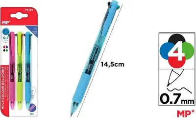 Image de Stylo à bille 4 couleurs 0,7 mm, 3 pièces