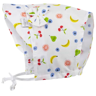 Produktbild von Mädchen Sommermütze Schirm Sommerhut Kopftuch Schild Baumwolle Blumen, Gr. 40, Weiß-Früchte