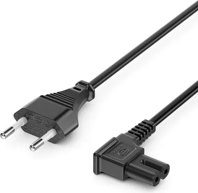 Produktbild von deleyCON 2m Netzkabel Stromkabel Strom Kabel Stecker Typ C Eurostecker auf C7 Buchse 90° Gewinkelt Euro-Netzkabel Kleingerätekabel Euro 8 TV Blu-Ray Haushaltsgeräte Netzteile - Schwarz