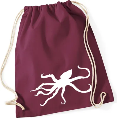 Produktbild von Huuraa Turnbeutel Oktopus Silhouette 12 Liter Burgundy Baumwolle Rucksack Geschenkidee