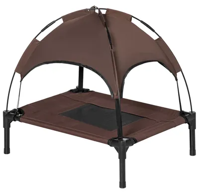 Produktbild von PawHut Haustierbett mit Baldachin Erhöhtes Hundebett Hundeliege outdoor Kaffee