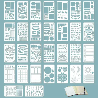 Produktbild von Bullet Journal Schablonen 30 Stück, PET, für Scrapbooking