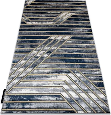 Produktbild von Modern DE LUXE Teppich 460 Linien - Strukturell dunkelblau / gold Blau 140x190 cm