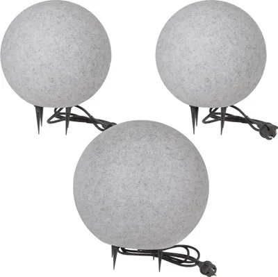 Produktbild von Kugelleuchte Kugellampe Außenleuchte Granit-Optik 3er Set 40-30-30cm