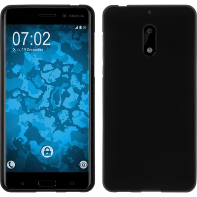Produktbild von PhoneNatic Case kompatibel mit  Nokia 6 - schwarz Silikon Hülle matt + 2 Schutzfolien