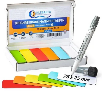 Image de Bandes magnétiques pour tableaux blancs, 75 x 25 mm, 6 couleurs