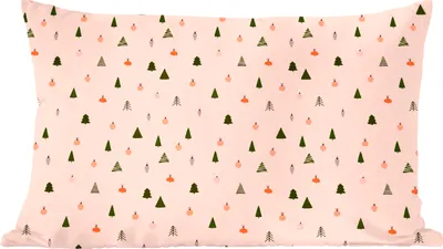 Produktbild von MuchoWow® Zierkissen Sofakissen Wohnzimmer Dekokissen 50x30 cm Weihnachtsbäume - Weihnachtskugeln - Pastell - Wohnzimmerdekoration - Polster mit Photo