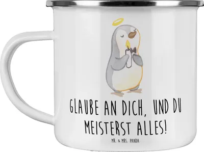 Produktbild von Mr. & Mrs. Panda Teetasse Stolpersteine im Alltag meistern - Weiß - Geschenk, Emaille Becher, Ermutigung, Stärke, Pott, Kaffeepott, Teebecher, Vertrauem, Lebensfreude