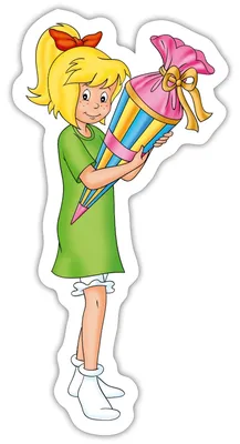 Produktbild von Spreadshirt Bibi Blocksberg Mit Zuckertüte Sticker Aufkleber, 10 x 10 cm, Mattweiß