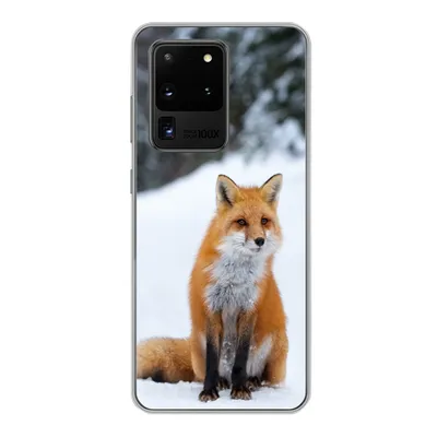 Produktbild von MuchoWow® Handyhülle Schutzhülle Hülle für Samsung Galaxy S20 Ultra Fuchs - Schnee - Wald Silikon Softcase Handy Hülle - Karteninhaber