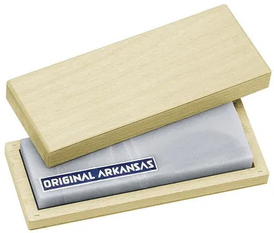Immagine prodotto di Vera pietra dell'Arkansas, 10 x 4 cm, in una scatola di legno,
