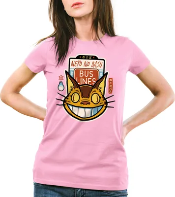 Produktbild von style3 Katzenbuslinie Damen T-Shirt totoro anime nachbar, Farbe:Pink, Größe:S