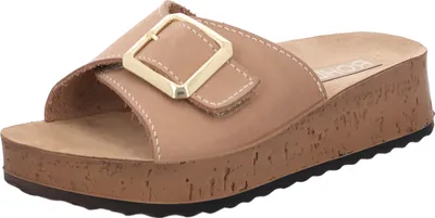 Produktbild von Rohde Damen Pantolette Leder Kurzpantolette Klettverschluss Plateau Cortona 6215, Größe:42 EU, Farbe:Braun