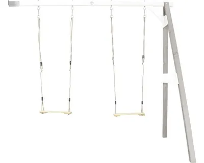Produktbild von AXI Schaukel in Grau / Weiß aus  Holz | Doppelschaukel für 2 Kinder / Kinderschaukel | Anbauschaukel für den Garten