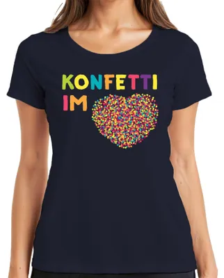 Produktbild von Konfetti im Herzen Geburtstag Party Valentinstag Liebe bunt Damen T-Shirt, Navy, XXL