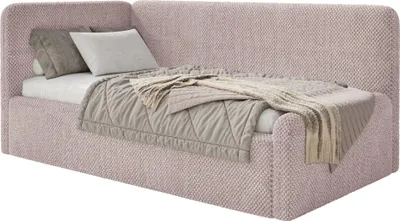 Obrázok produktu pre Selsey Fanko – detská posteľ 90x200 cm s čelom vľavo, plyšová, púdrová ružová