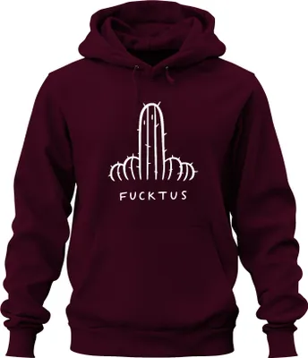 Obrázek produktu pro Fucktus Cactus Funny Sarcastic Cheeky Gift Cactus Lover Uni mikina s kapucí, Burgundy, S