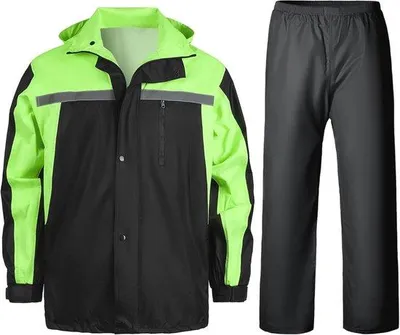 Productafbeelding van Waterdichte Regenpak voor Heren - 2 Stuks Waterdichte Jas en Broek - Uniseks Outdoor Regenkleding met Capuchon voor Wandelen