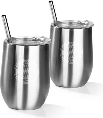 Produktbild von FC Bayern München Edelstahl-Getränkebecher inkl. Trinkhalm - 350 ml - 2er-Set