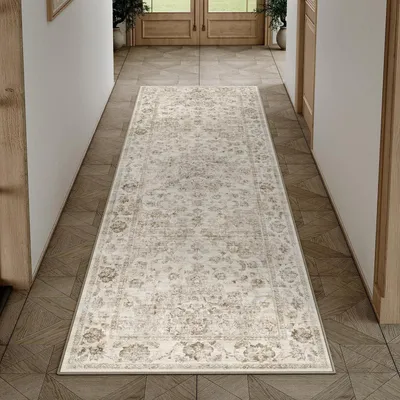 Obrázek produktu pro Koberec Läufer, rozměry 60x240 cm, béžová barva, omyvatelný, vintage styl