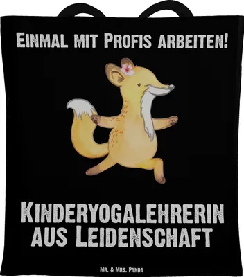 Produktbild von Mr. & Mrs. Panda Schultasche Kinderyogalehrerin Leidenschaft - Schwarz - Geschenk, Beutel, Tote Bag, Tasche, Jutebeutel, Laptoptasche