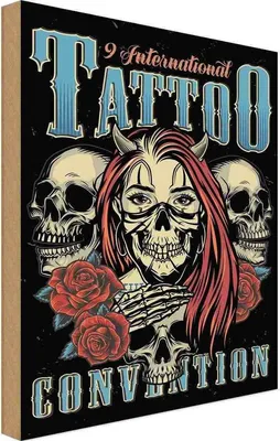 Produktbild von vianmo Holzschild 30x20 cm Tattoo International Tatoo Sport Hobby