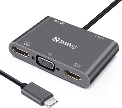 Zdjęcie produktu dla Sandberg USB-C Dock 2xHDMI+1xVGA+USB+PD
